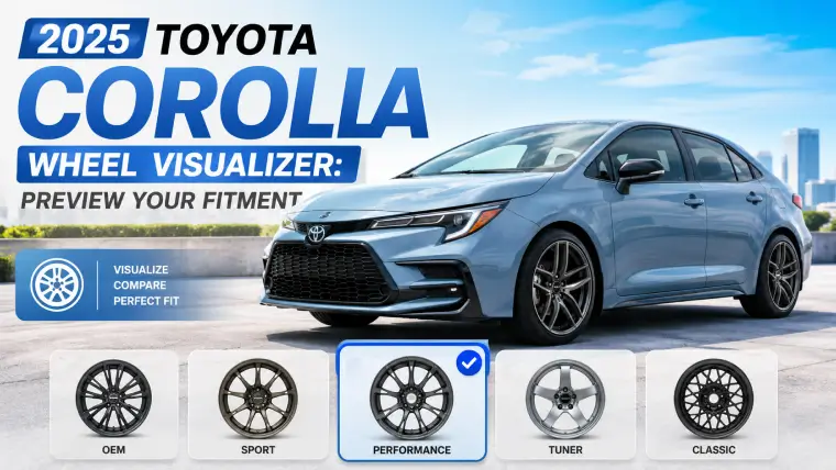 2025 Toyota Corolla wheel visualizer - preview OEM, sport and performance wheel fitment on your car