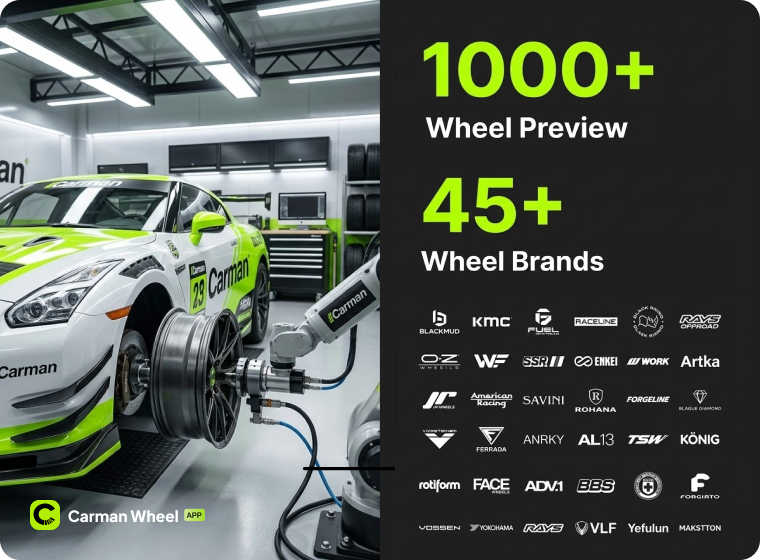 45+ wheel brands collection - Carman Wheel app full wheel catalog with 1000+ styles