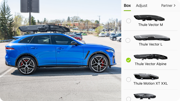 Best roof box for SUV - select & preview different roof box sizes via Carman Wheel app