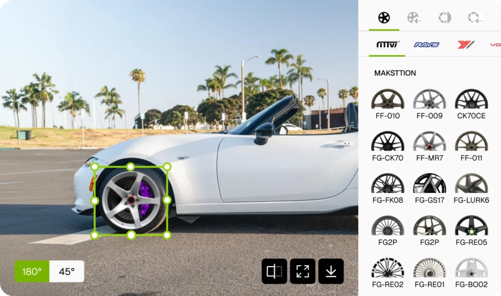 Rim and brake caliper visualizer - Carman Wheel app real-time wheel & caliper fitment preview