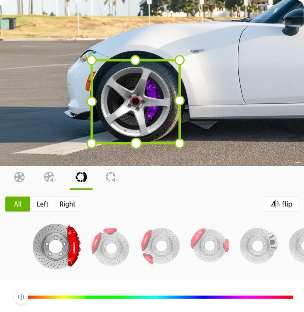 Wheel and caliper color match - customize brake caliper colors with Carman Wheel preview app